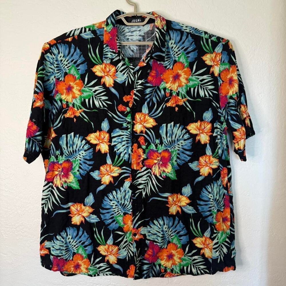 FUN Jogal Aloha Hawaiian Shirt Floral 3XL Loud Cruise Beach cotton blend